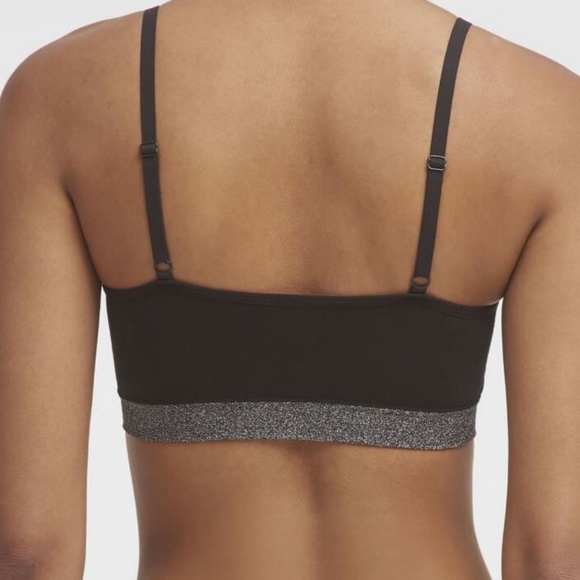 Dkny Glitter Trim Logo Scoop Bralette dk4507 - Picture 2 of 2